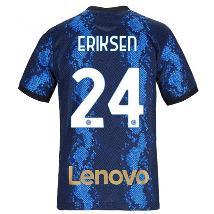 Niño Fútbol Camiseta Christian Eriksen #24 Azul Oscuro 1ª Equipación 2021/22 Camisa Chile