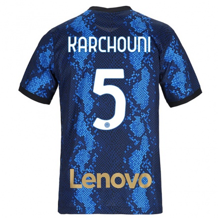 Niño Fútbol Camiseta Ghoutia Karchouni #5 Azul Oscuro 1ª Equipación 2021/22 Camisa Chile