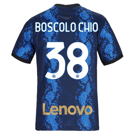 Niño Fútbol Camiseta Riccardo Boscolo Chio #38 Azul Oscuro 1ª Equipación 2021/22 Camisa Chile