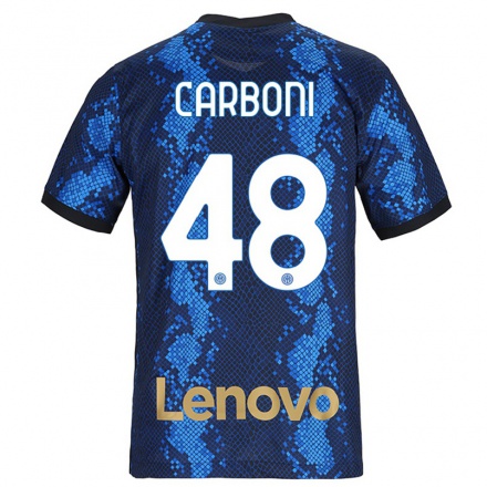 Niño Fútbol Camiseta Franco Carboni #48 Azul Oscuro 1ª Equipación 2021/22 Camisa Chile