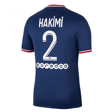 Niño Fútbol Camiseta Achraf Hakimi #2 Azul Oscuro 1ª Equipación 2021/22 Camisa Chile