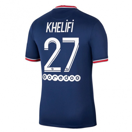 Niño Fútbol Camiseta Lea Khelifi #27 Azul Oscuro 1ª Equipación 2021/22 Camisa Chile