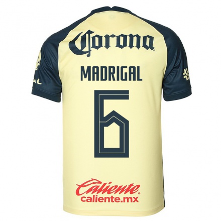 Niño Fútbol Camiseta Fernando Madrigal #6 Amarillo 1ª Equipación 2021/22 Camisa Chile