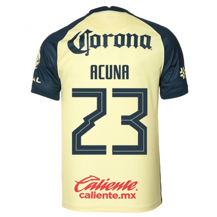 Niño Fútbol Camiseta Natalia Acuna #23 Amarillo 1ª Equipación 2021/22 Camisa Chile