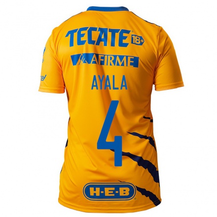 Niño Fútbol Camiseta Hugo Ayala #4 Amarillo 1ª Equipación 2021/22 Camisa Chile