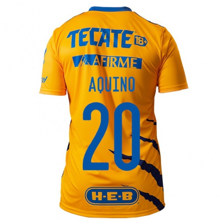 Niño Fútbol Camiseta Javier Aquino #20 Amarillo 1ª Equipación 2021/22 Camisa Chile