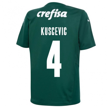 Niño Fútbol Camiseta Benjamin Kuscevic #4 Verde Oscuro 1ª Equipación 2021/22 Camisa Chile