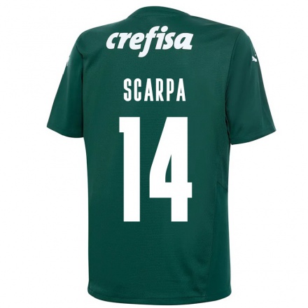 Niño Fútbol Camiseta Gustavo Scarpa #14 Verde Oscuro 1ª Equipación 2021/22 Camisa Chile