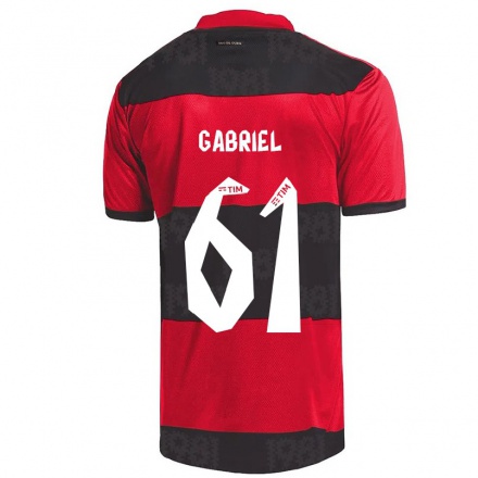 Niño Fútbol Camiseta Vitor Gabriel #61 Negro Rojo 1ª Equipación 2021/22 Camisa Chile