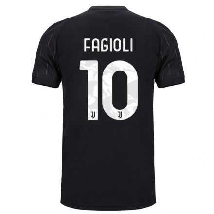 Niño Fútbol Camiseta Nicolo Fagioli #10 Negro 2ª Equipación 2021/22 Camisa Chile