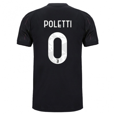 Niño Fútbol Camiseta Amedeo Poletti #0 Negro 2ª Equipación 2021/22 Camisa Chile