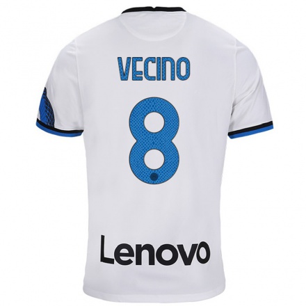 Niño Fútbol Camiseta Matias Vecino #8 Blanco Azul 2ª Equipación 2021/22 Camisa Chile