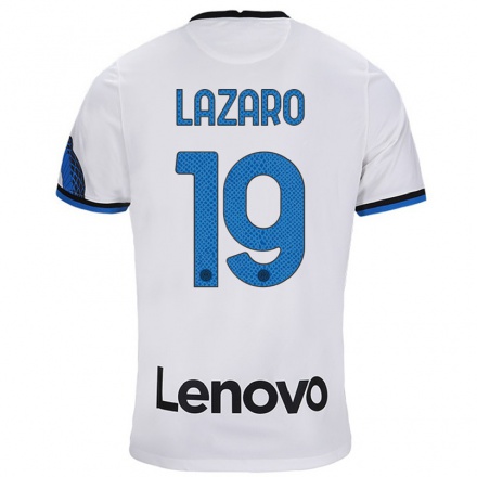 Niño Fútbol Camiseta Valentino Lazaro #19 Blanco Azul 2ª Equipación 2021/22 Camisa Chile