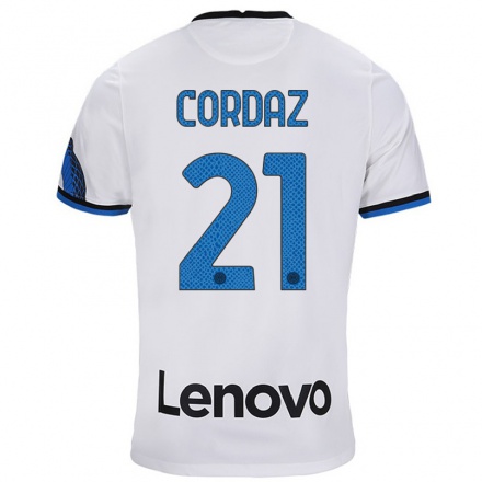 Niño Fútbol Camiseta Alex Cordaz #21 Blanco Azul 2ª Equipación 2021/22 Camisa Chile