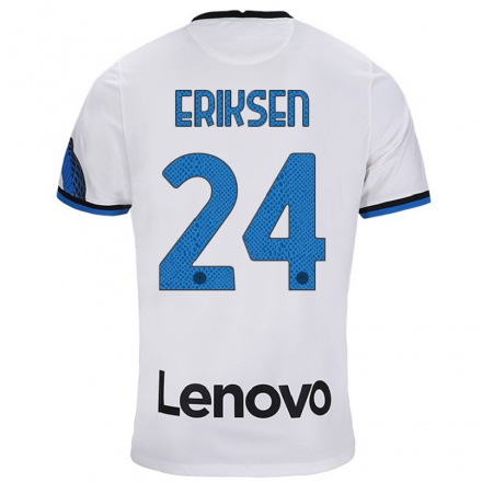 Niño Fútbol Camiseta Christian Eriksen #24 Blanco Azul 2ª Equipación 2021/22 Camisa Chile