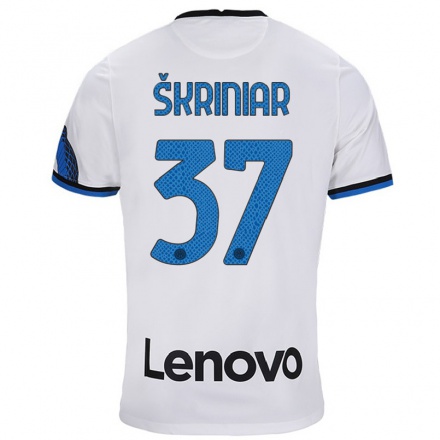 Niño Fútbol Camiseta Milan Skriniar #37 Blanco Azul 2ª Equipación 2021/22 Camisa Chile