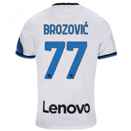 Niño Fútbol Camiseta Marcelo Brozovic #77 Blanco Azul 2ª Equipación 2021/22 Camisa Chile