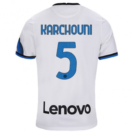 Niño Fútbol Camiseta Ghoutia Karchouni #5 Blanco Azul 2ª Equipación 2021/22 Camisa Chile