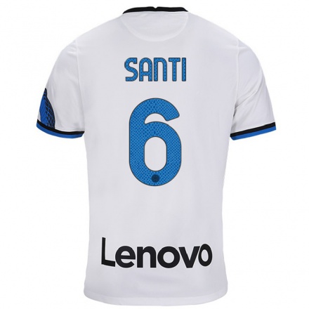Niño Fútbol Camiseta Irene Santi #6 Blanco Azul 2ª Equipación 2021/22 Camisa Chile