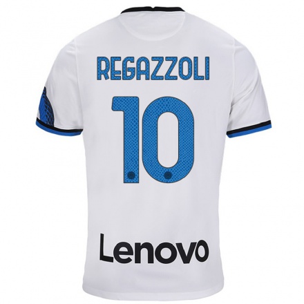 Niño Fútbol Camiseta Alice Regazzoli #10 Blanco Azul 2ª Equipación 2021/22 Camisa Chile
