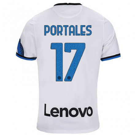 Niño Fútbol Camiseta Macarena Portales #17 Blanco Azul 2ª Equipación 2021/22 Camisa Chile