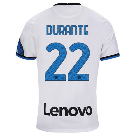 Niño Fútbol Camiseta Francesca Durante #22 Blanco Azul 2ª Equipación 2021/22 Camisa Chile