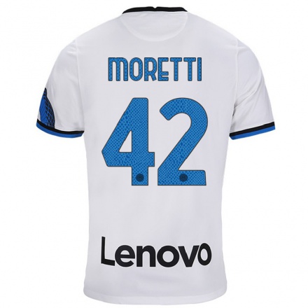 Niño Fútbol Camiseta Lorenzo Moretti #42 Blanco Azul 2ª Equipación 2021/22 Camisa Chile