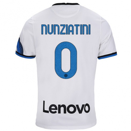 Niño Fútbol Camiseta Francesco Nunziatini #0 Blanco Azul 2ª Equipación 2021/22 Camisa Chile