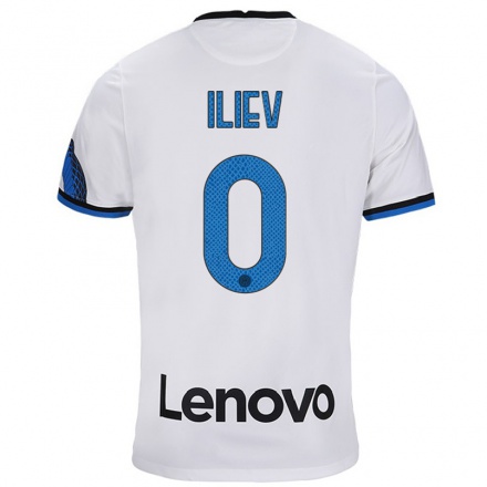 Niño Fútbol Camiseta Nikola Iliev #0 Blanco Azul 2ª Equipación 2021/22 Camisa Chile