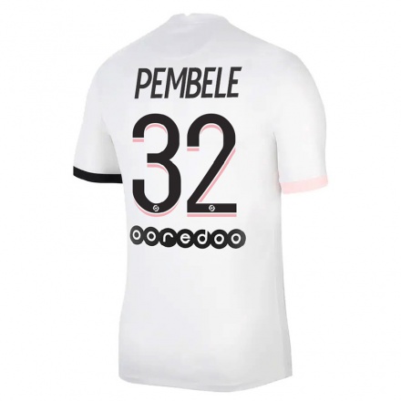 Niño Fútbol Camiseta Timothee Pembele #32 Blanco Rosa 2ª Equipación 2021/22 Camisa Chile
