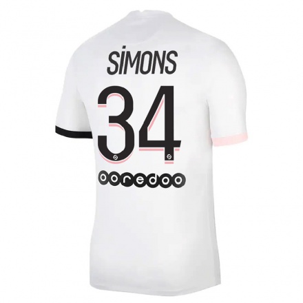 Niño Fútbol Camiseta Xavi Simons #34 Blanco Rosa 2ª Equipación 2021/22 Camisa Chile