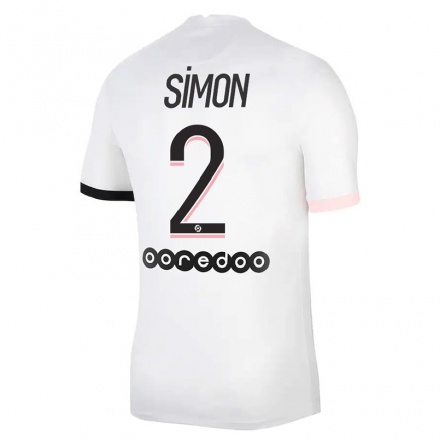 Niño Fútbol Camiseta Benedicte Simon #2 Blanco Rosa 2ª Equipación 2021/22 Camisa Chile