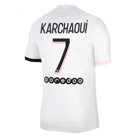 Niño Fútbol Camiseta Sakina Karchaoui #7 Blanco Rosa 2ª Equipación 2021/22 Camisa Chile