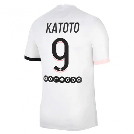 Niño Fútbol Camiseta Marie-Antoinette Katoto #9 Blanco Rosa 2ª Equipación 2021/22 Camisa Chile