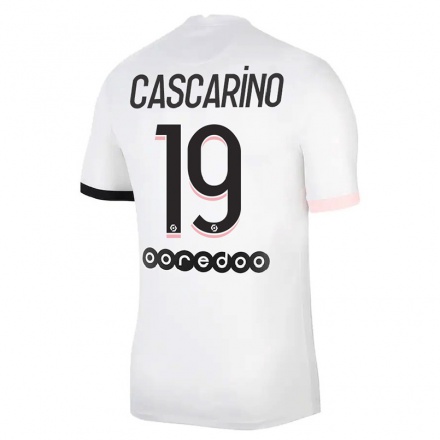 Niño Fútbol Camiseta Estelle Cascarino #19 Blanco Rosa 2ª Equipación 2021/22 Camisa Chile