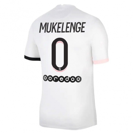 Niño Fútbol Camiseta Christ Mukelenge #0 Blanco Rosa 2ª Equipación 2021/22 Camisa Chile
