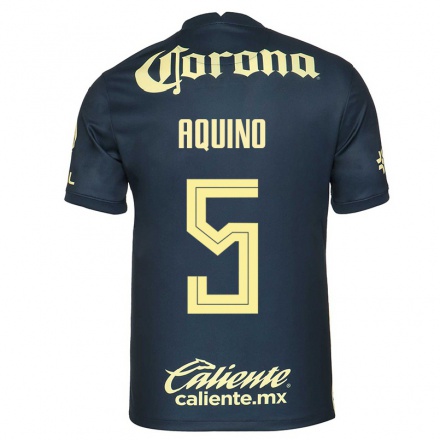 Niño Fútbol Camiseta Pedro Aquino #5 Azul Marino 2ª Equipación 2021/22 Camisa Chile