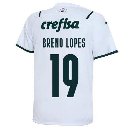 Niño Fútbol Camiseta Breno Lopes #19 Blanco 2ª Equipación 2021/22 Camisa Chile
