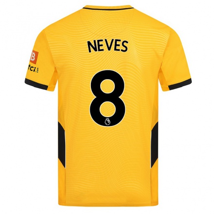 Niño Fútbol Camiseta Ruben Neves #8 Amarillo 1ª Equipación 2021/22 Camisa Chile