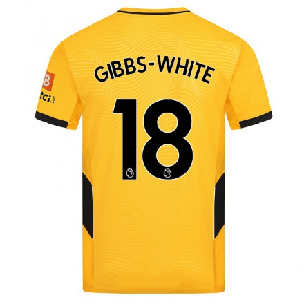 Niño Fútbol Camiseta Morgan Gibbs-White #18 Amarillo 1ª Equipación 2021/22 Camisa Chile
