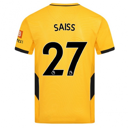 Niño Fútbol Camiseta Romain Saiss #27 Amarillo 1ª Equipación 2021/22 Camisa Chile