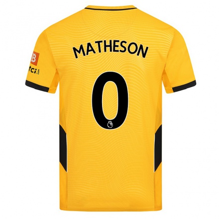 Niño Fútbol Camiseta Luke Matheson #0 Amarillo 1ª Equipación 2021/22 Camisa Chile