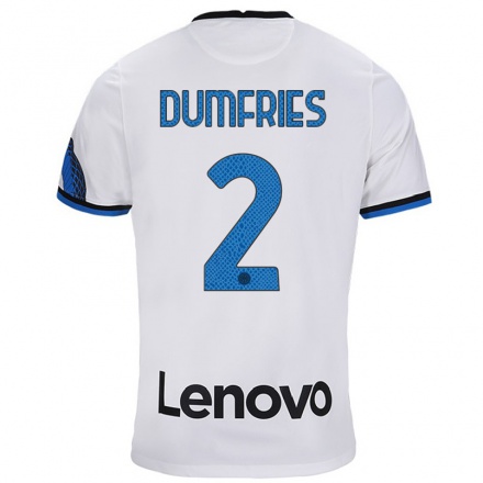 Niño Fútbol Camiseta Denzel Dumfries #2 Blanco Azul 2ª Equipación 2021/22 La Camisa Chile