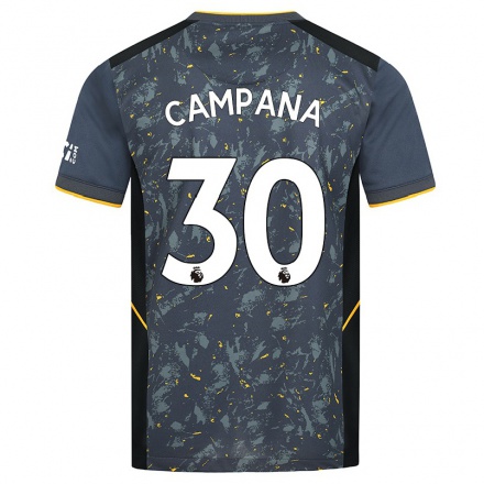 Niño Fútbol Camiseta Leonardo Campana #30 Gris 2ª Equipación 2021/22 La Camisa Chile
