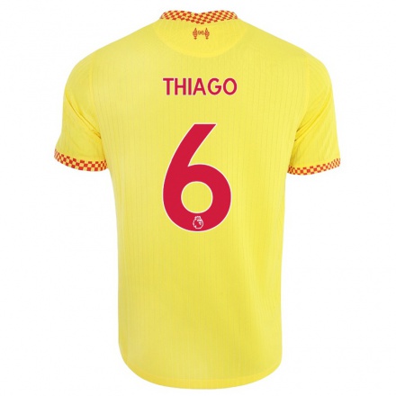 Niño Fútbol Camiseta Thiago #6 Amarillo 3ª Equipación 2021/22 La Camisa Chile