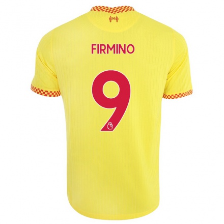 Niño Fútbol Camiseta Roberto Firmino #9 Amarillo 3ª Equipación 2021/22 La Camisa Chile