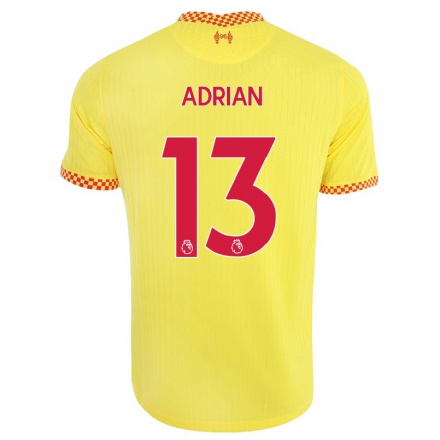 Niño Fútbol Camiseta Adrian #13 Amarillo 3ª Equipación 2021/22 La Camisa Chile