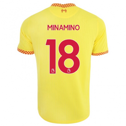 Niño Fútbol Camiseta Takumi Minamino #18 Amarillo 3ª Equipación 2021/22 La Camisa Chile
