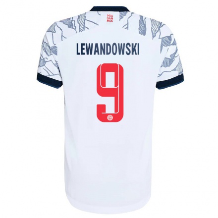 Niño Fútbol Camiseta Robert Lewandowski #9 Gris Blanco 3ª Equipación 2021/22 La Camisa Chile