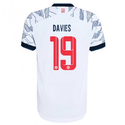Niño Fútbol Camiseta Alphonso Davies #19 Gris Blanco 3ª Equipación 2021/22 La Camisa Chile